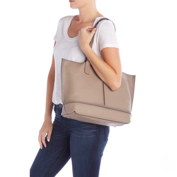 NEW Frye Lucy Leather Grey Tote Bag - Picture 2 of 7